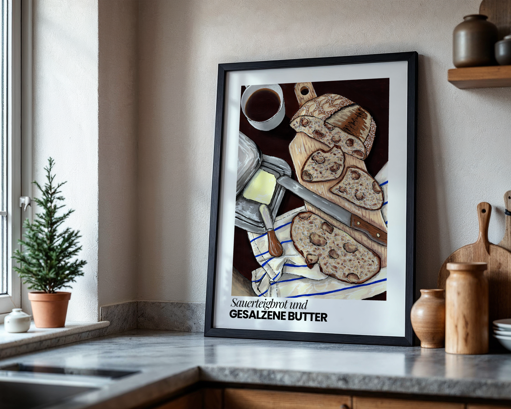 Sauerteigbrot und gesalzene Butter